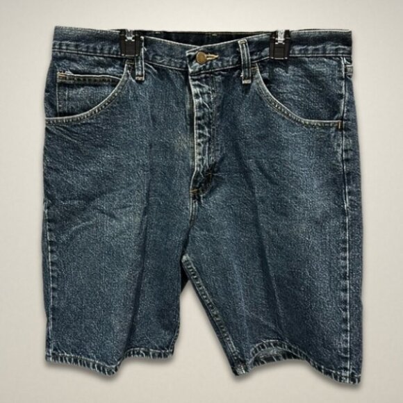 Wrangler Shorts Relaxed Fit Five Pockets Zip Fly Mid Length Denim Blue Men's 34 - Picture 1 of 7